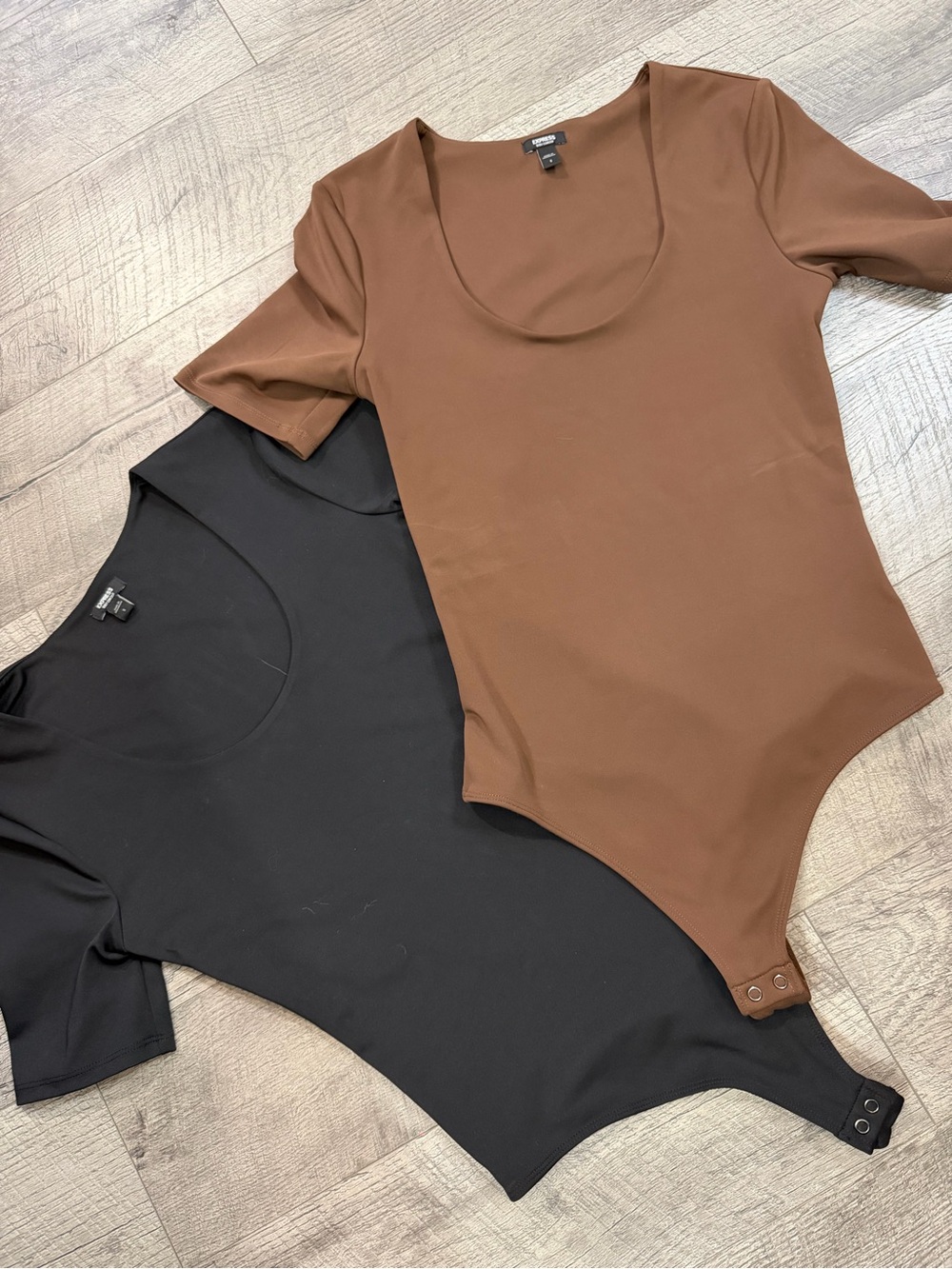 Express Scoop Neck Bodysuit Duo - Brown & Black